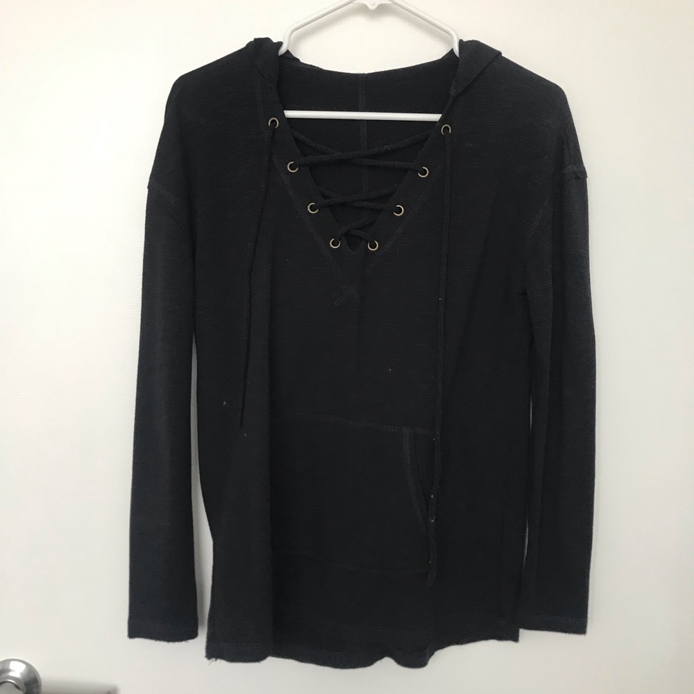 Black Tie Hooded Shirt
